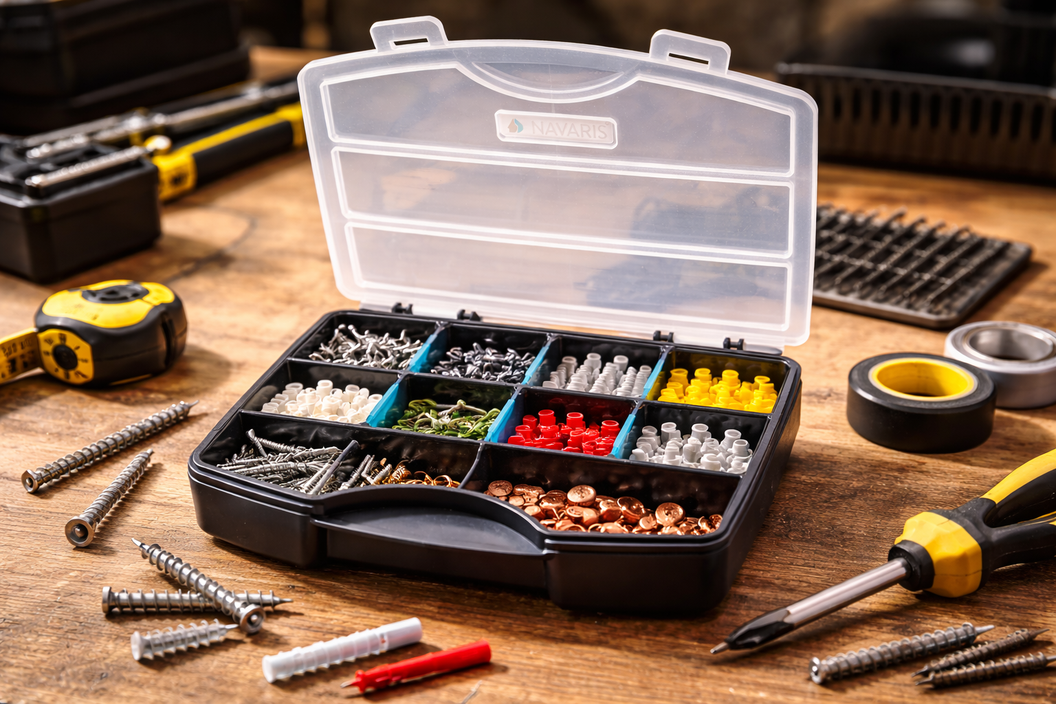 Navaris Organizer Box Kleinteile – Sortierkasten verstellbar 19x15x4 cm